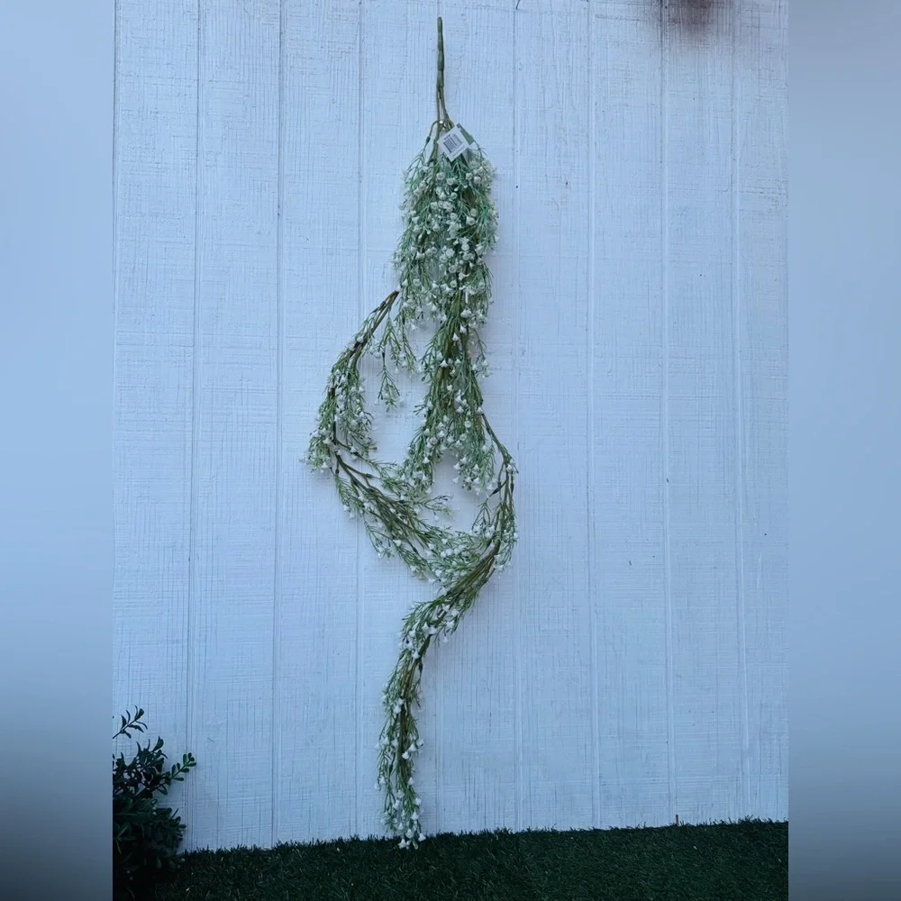 Artificial Baby's Breath Hanging Garland White/Green Flower Stem Spray Bush new